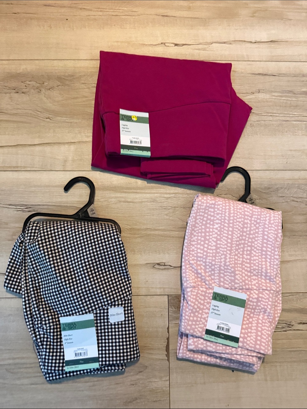 Terra & Sky biker shorts and 2 high rise leggings